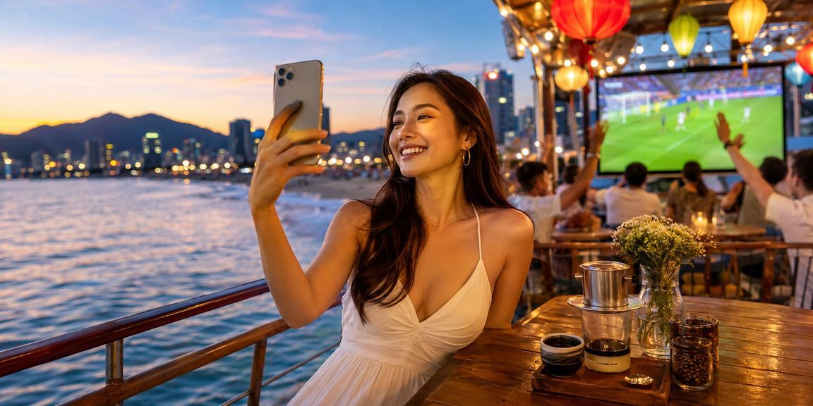 Không gian xem bóng đá và cá cược trực tuyến tại Đà Nẵng với thiết bị di động