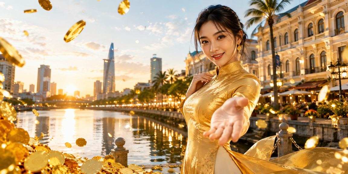 Người dùng tại TP.HCM truy cập nền tảng giải trí trực tuyến qua điện thoại trong trang phục áo dài