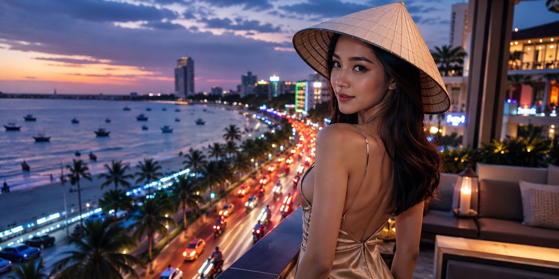 Người dùng Mũi Né trải nghiệm cá cược trực tuyến trên điện thoại với nón lá đặc trưng